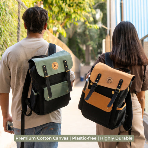 Dugong Backpack - Olive - Canvas Daily/Office/City/Travel Sustainable Laptop Backpack